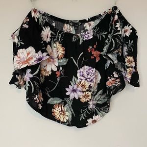 Off the Shoulder Floral Crop Top, Size M